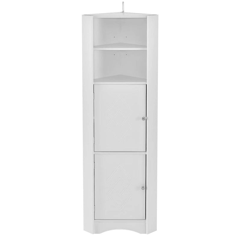 Meuble de salle de bain d'angle haut sur pied avec étagères réglables