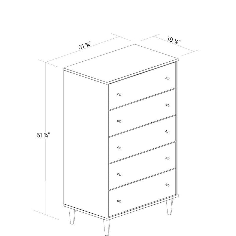 Commode 5 tiroirs style rustique et milieu de siècle