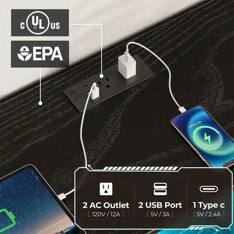 Commode avec prises électriques et lumières LED
