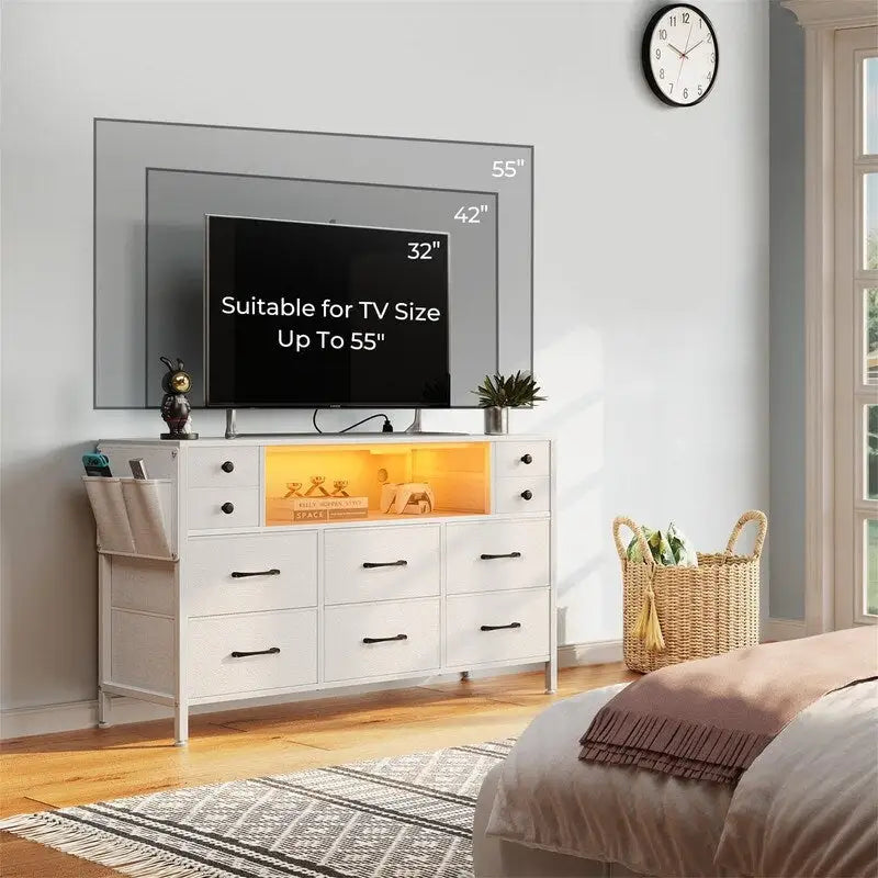 Commode avec prises électriques et lumières LED
