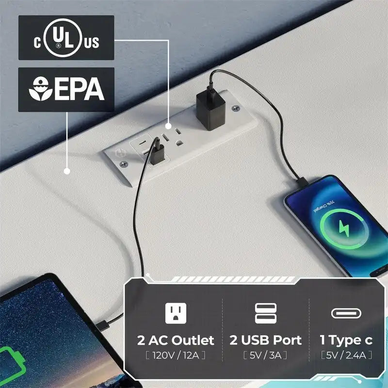 Commode avec prises électriques et lumières LED