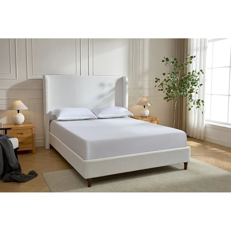 Lit capitonné à tête de lit haute, élégance et simplicité pour la chambre à coucher