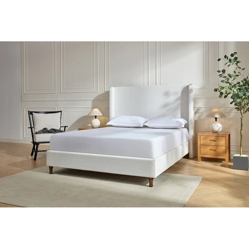Lit capitonné à tête de lit haute, élégance et simplicité pour la chambre à coucher
