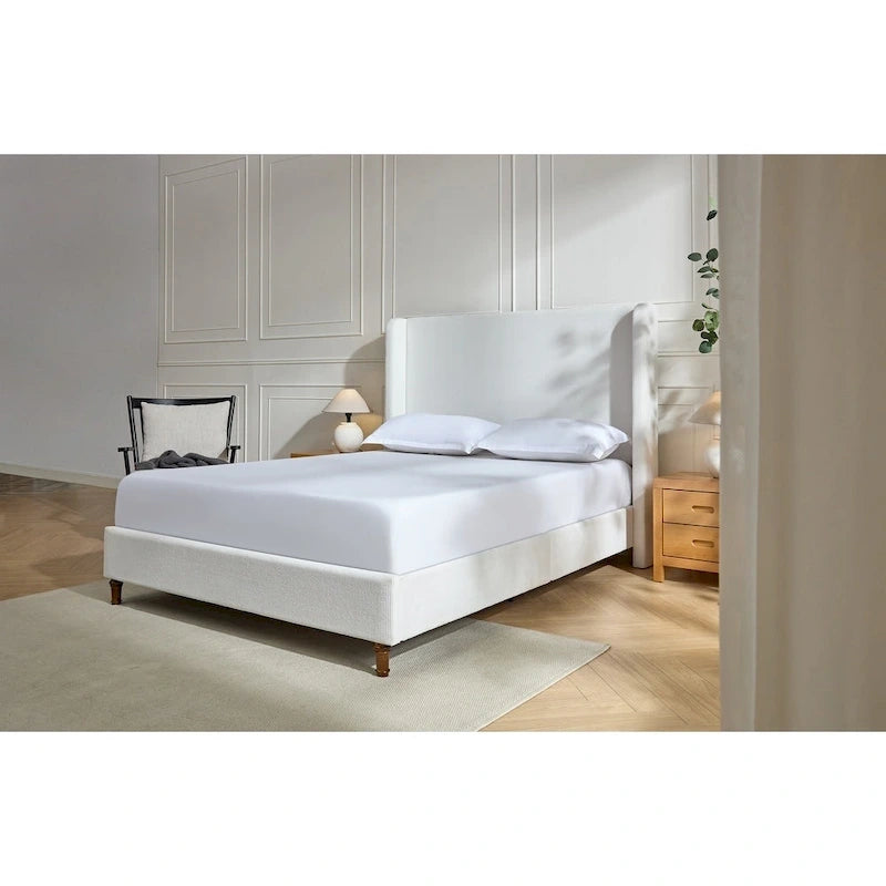 Lit capitonné à tête de lit haute, élégance et simplicité pour la chambre à coucher