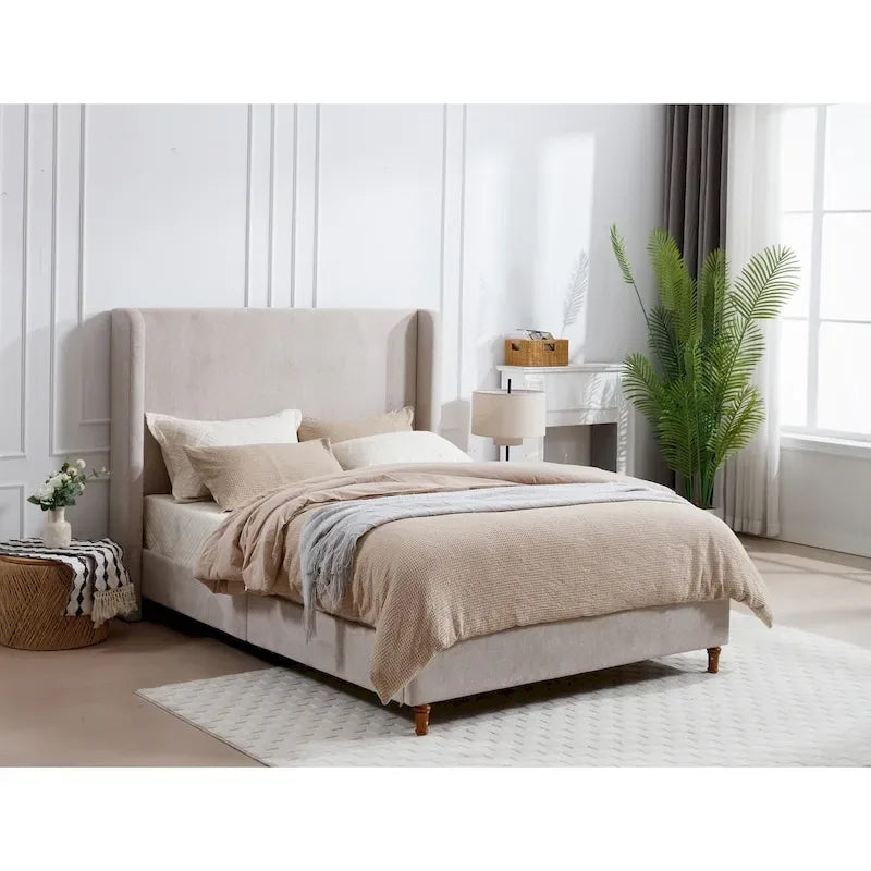 Lit capitonné à tête de lit haute, élégance et simplicité pour la chambre à coucher