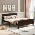 Lit plateforme double en bois avec tête de lit et support à lattes, design minimaliste pour chambre à coucher