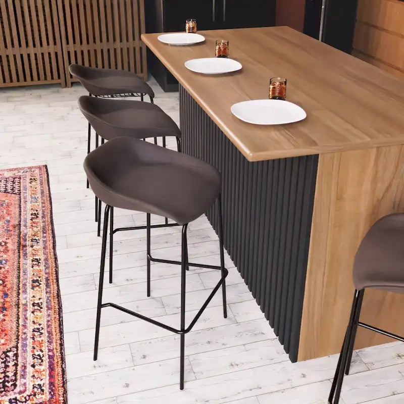 Ensemble de 2 tabourets de bar en cuir avec structure en fer thermolaqué