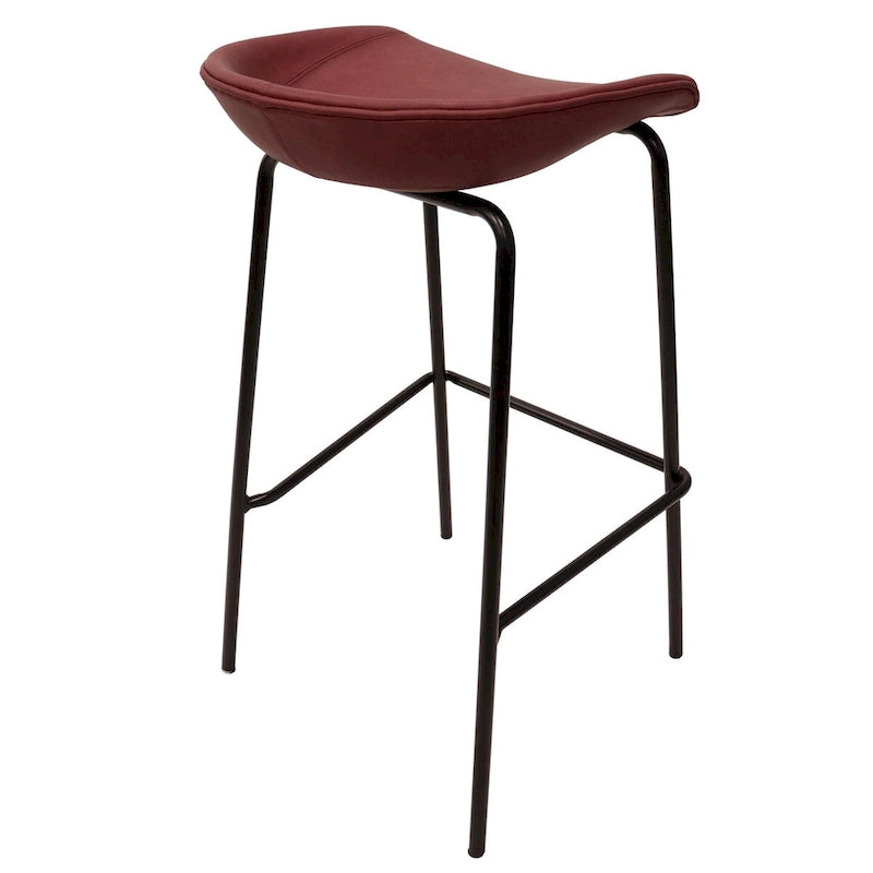 Ensemble de 2 tabourets de bar en cuir avec structure en fer thermolaqué