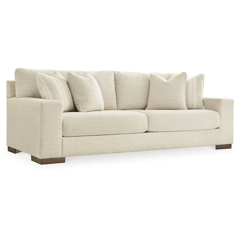 Canapé de 96 pouces, 4 coussins décoratifs, coussin surdimensionné, polyester beige