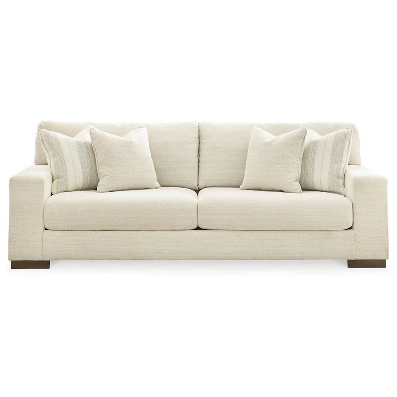 Canapé de 96 pouces, 4 coussins décoratifs, coussin surdimensionné, polyester beige