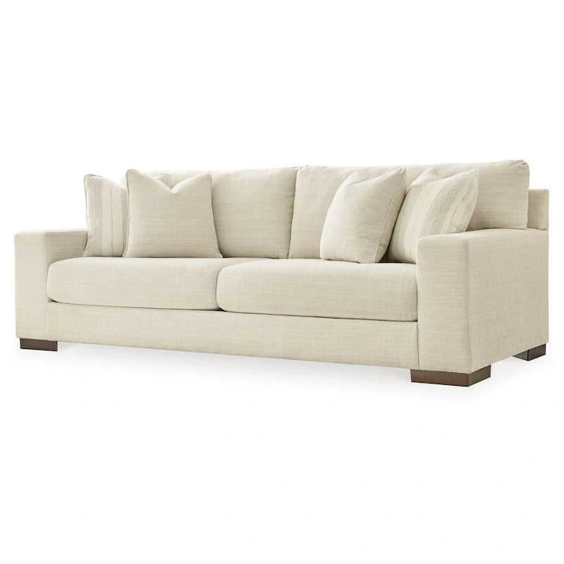 Canapé de 96 pouces, 4 coussins décoratifs, coussin surdimensionné, polyester beige