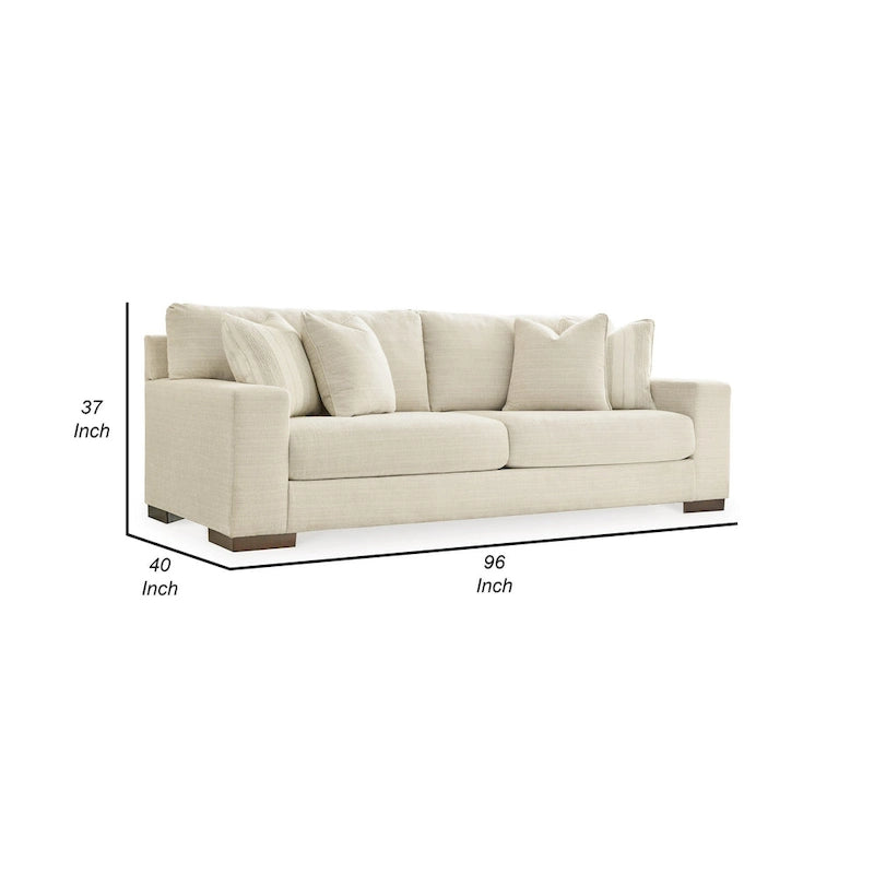 Canapé de 96 pouces, 4 coussins décoratifs, coussin surdimensionné, polyester beige