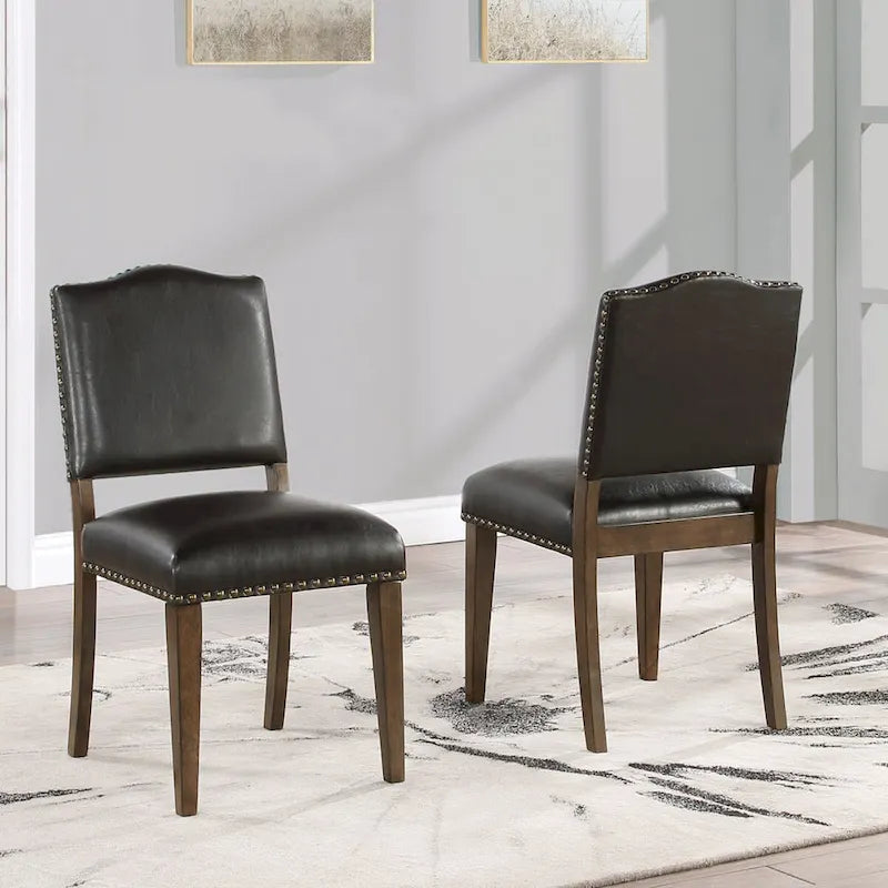 Faux Leather Dining Chair with Nail Heads for dining room(Set of 2)