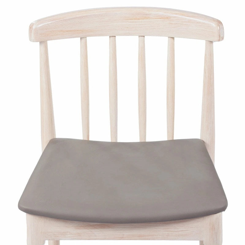 Chaise de salle à manger commerciale en bois massif avec assise rembourrée en vinyle