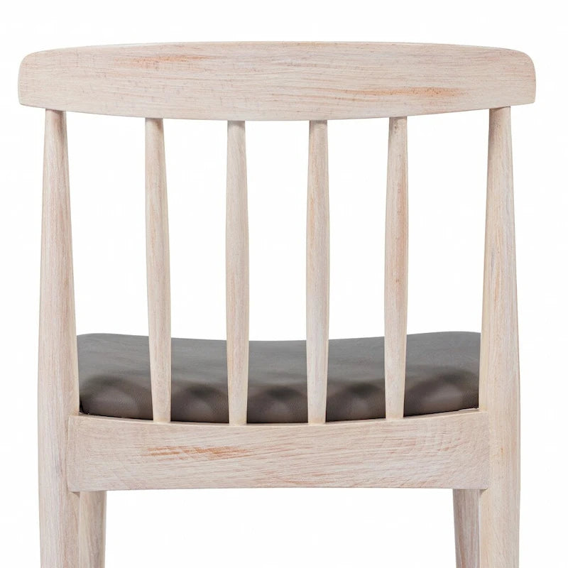 Chaise de salle à manger commerciale en bois massif avec assise rembourrée en vinyle