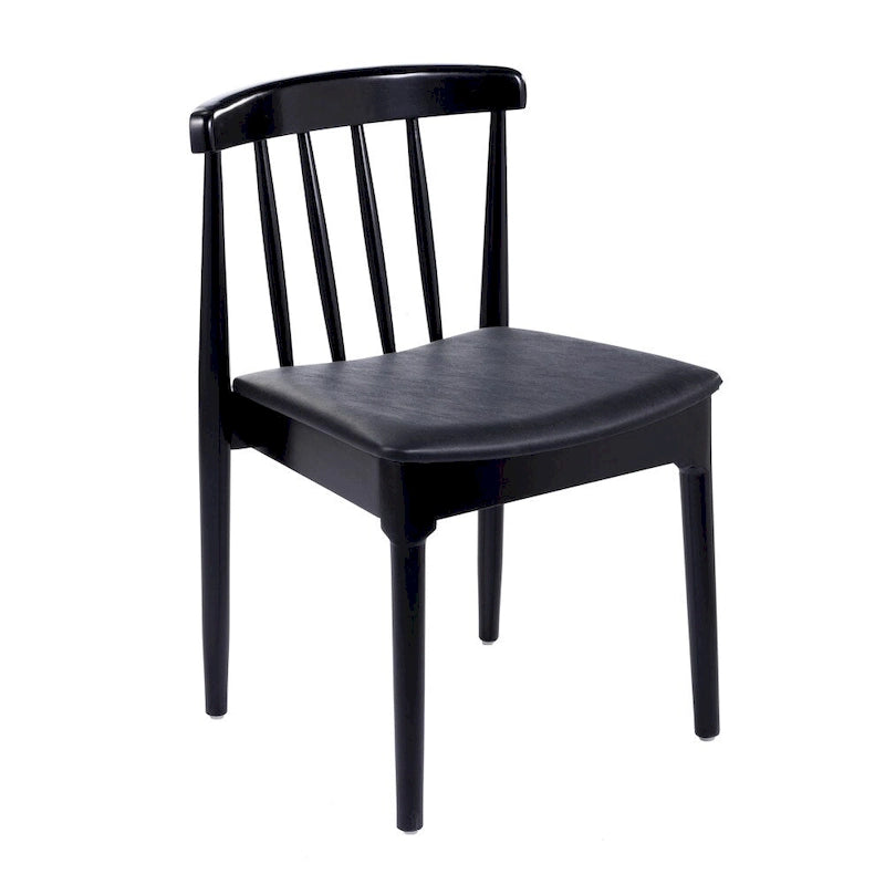 Chaise de salle à manger commerciale en bois massif avec assise rembourrée en vinyle
