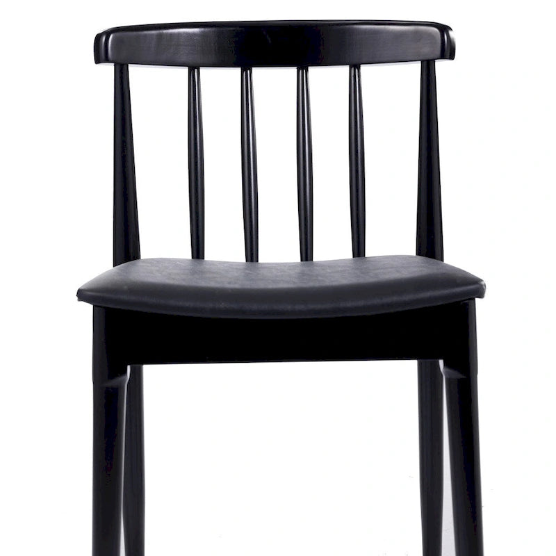 Chaise de salle à manger commerciale en bois massif avec assise rembourrée en vinyle