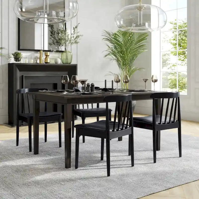 Chaise de salle à manger commerciale en bois massif avec assise rembourrée en vinyle
